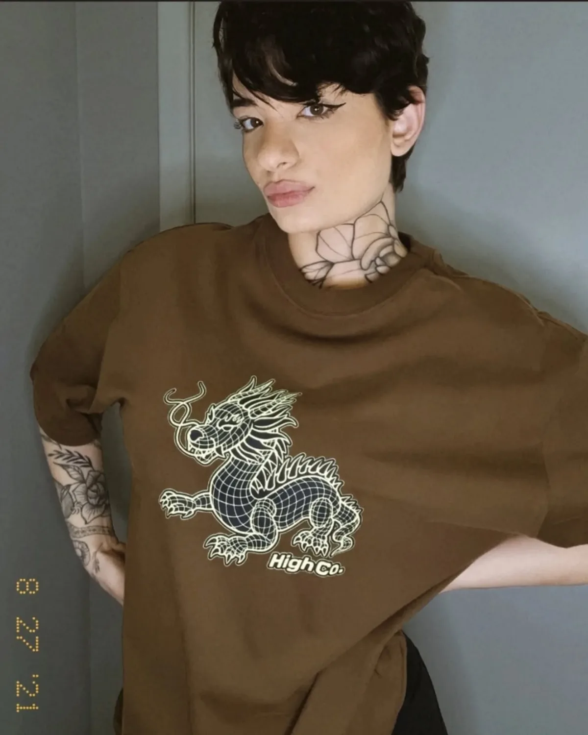 Camiseta High Co. Dragão marrom