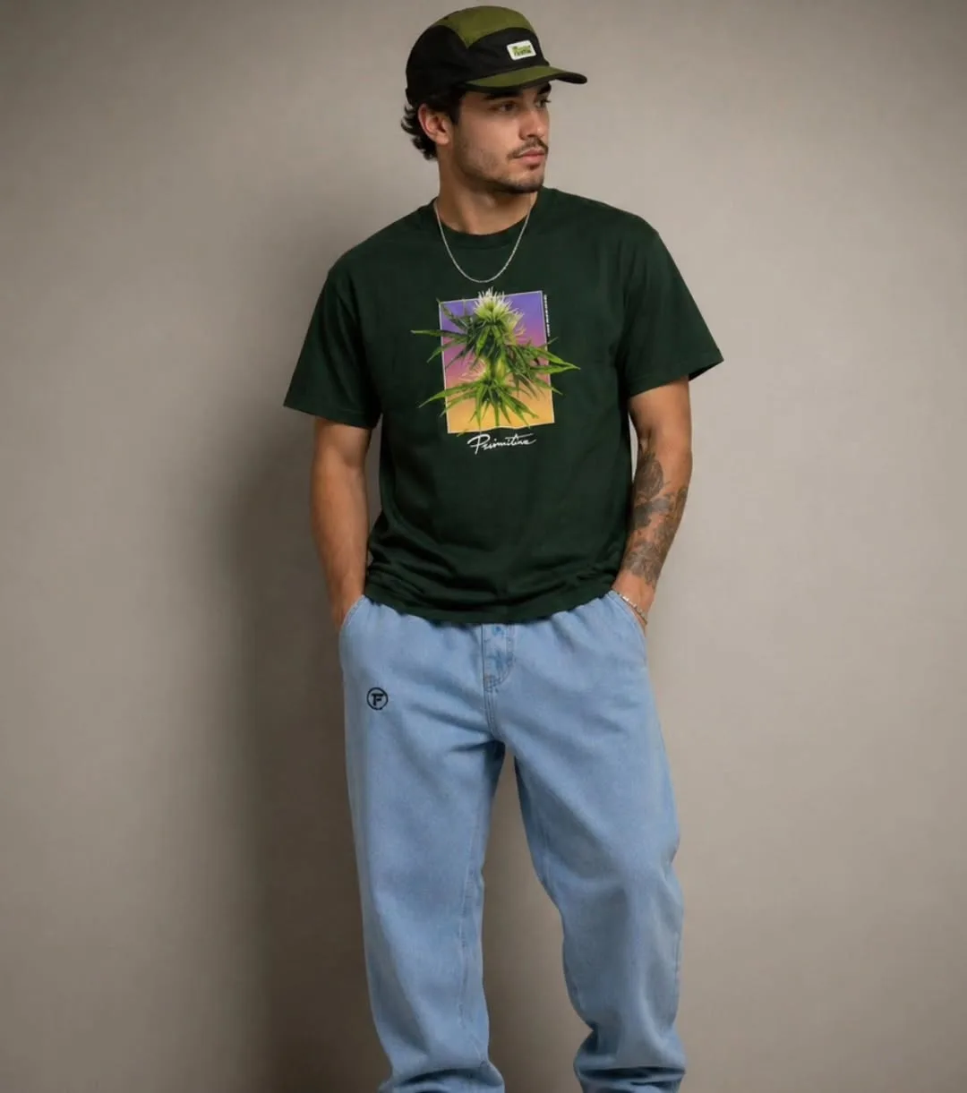Camiseta estampada verde